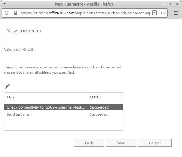 Office 365 connector validation