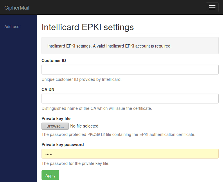 Intellicard EPKI settings