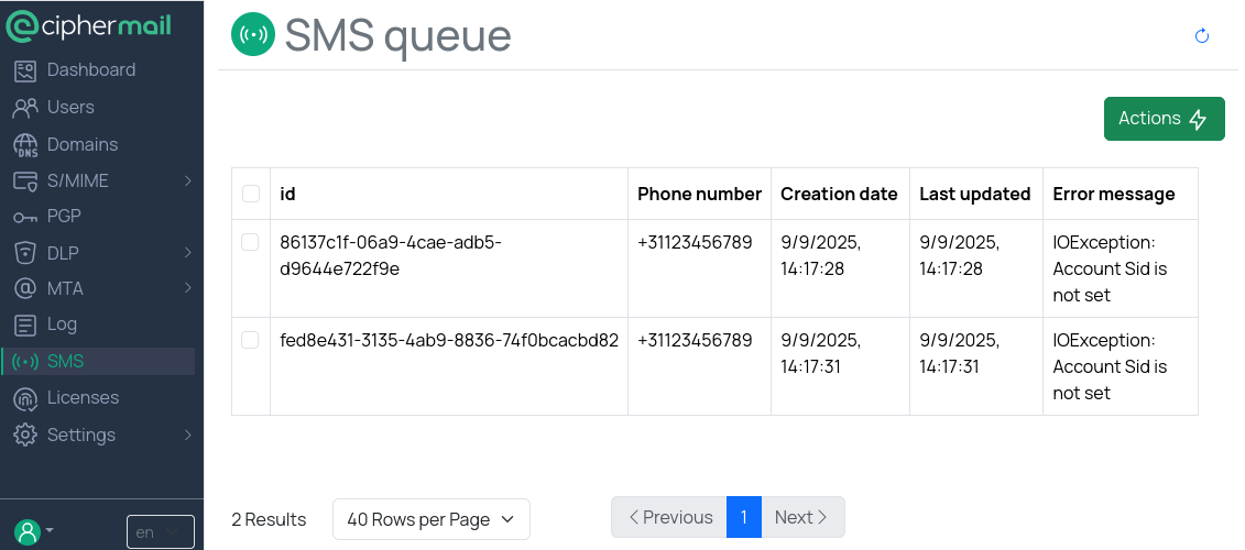 SMS Queue